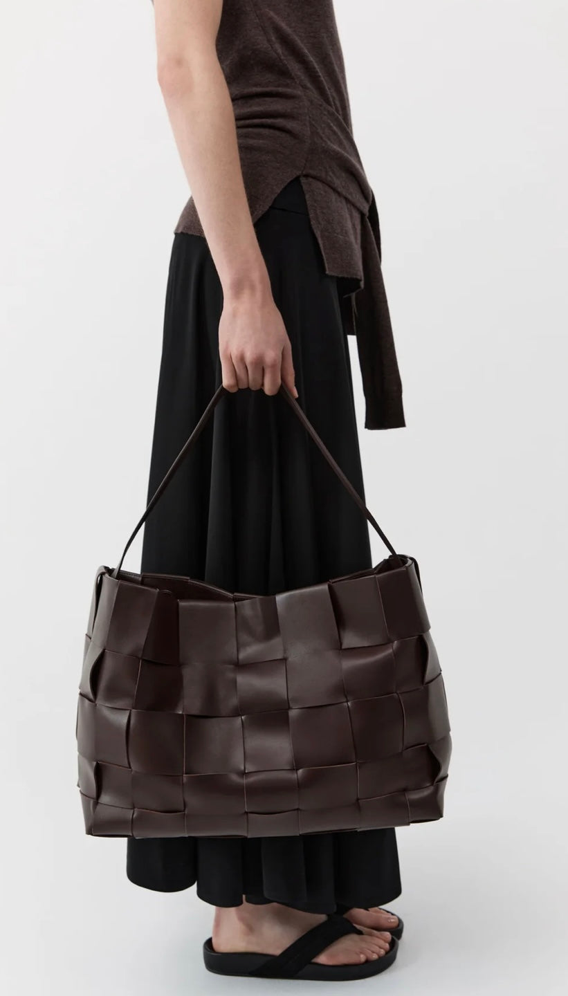 St Agni Woven Large Tote - Chocolate