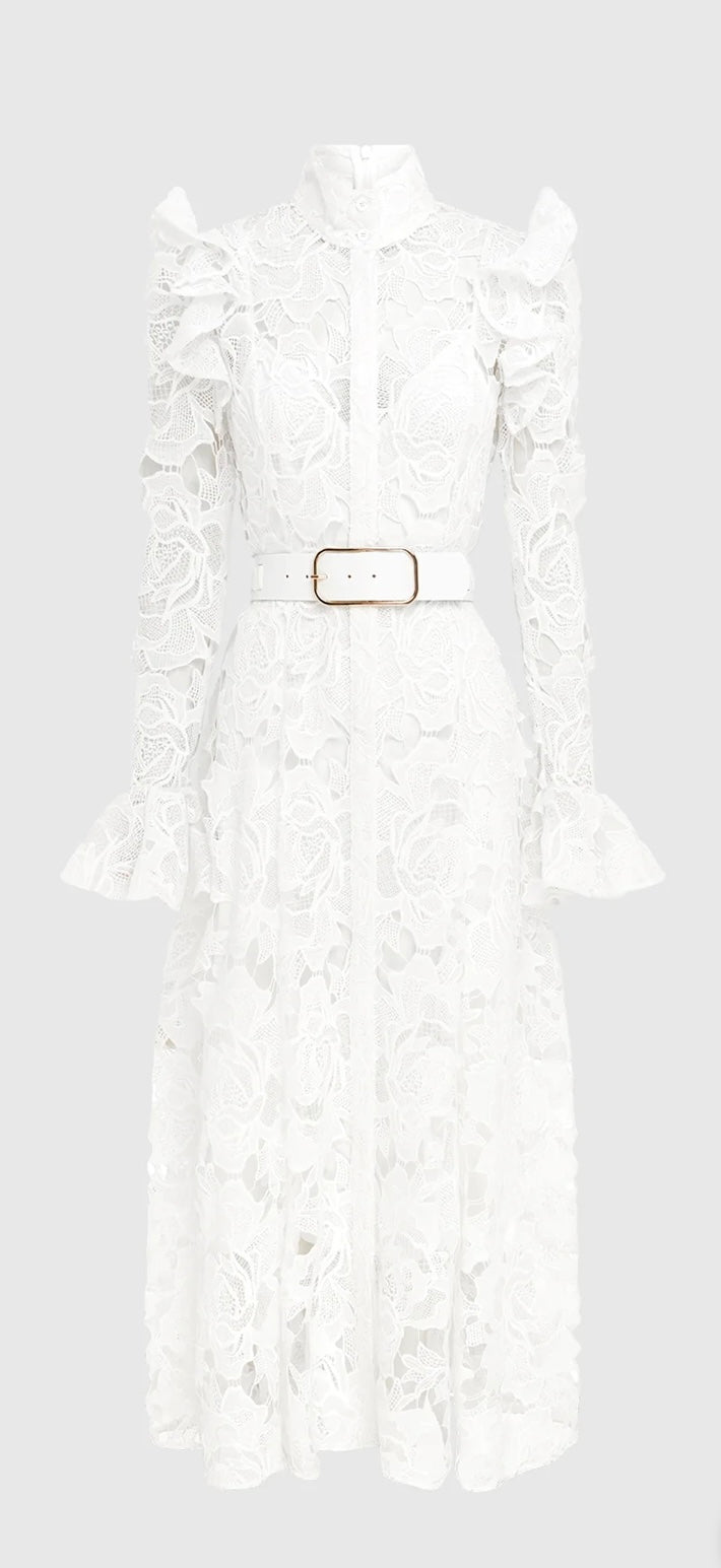 Leo Lin Aliyah Butterfly Midi Dress in White