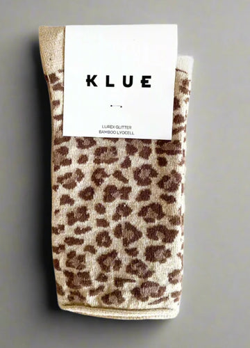 Klue Glitter Lurex socks in Leopard Beige