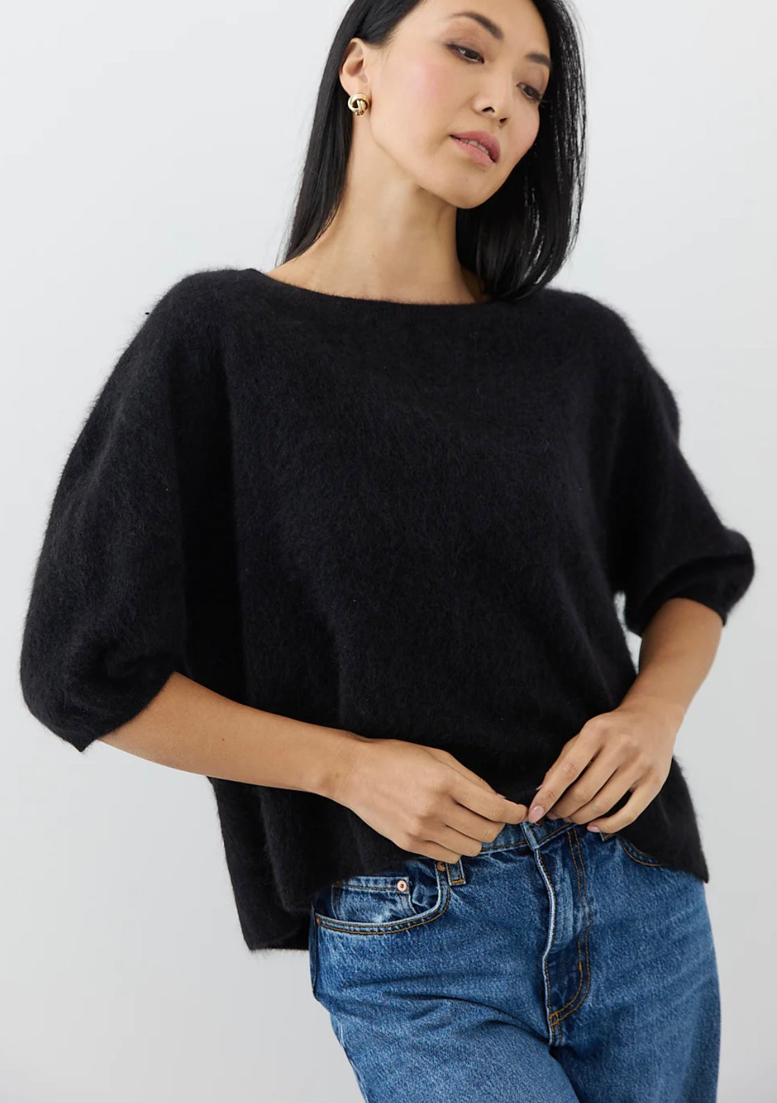 Mia Fratino Erika Tee in Mongolian Cashmere -Jet