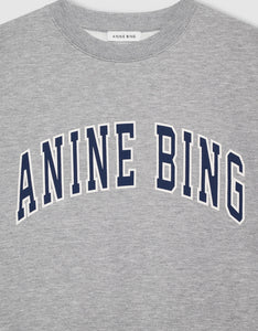 Anine Bing Spencer Sweatshirt- Medium Heather Grey with Navy