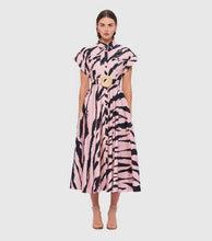 Load image into Gallery viewer, Leo Lin Anita Pocket Shirt Midi Dress Pink Zebra print