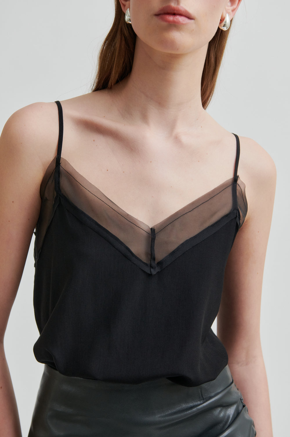Second Female Diaz Sheer Detail Top Black