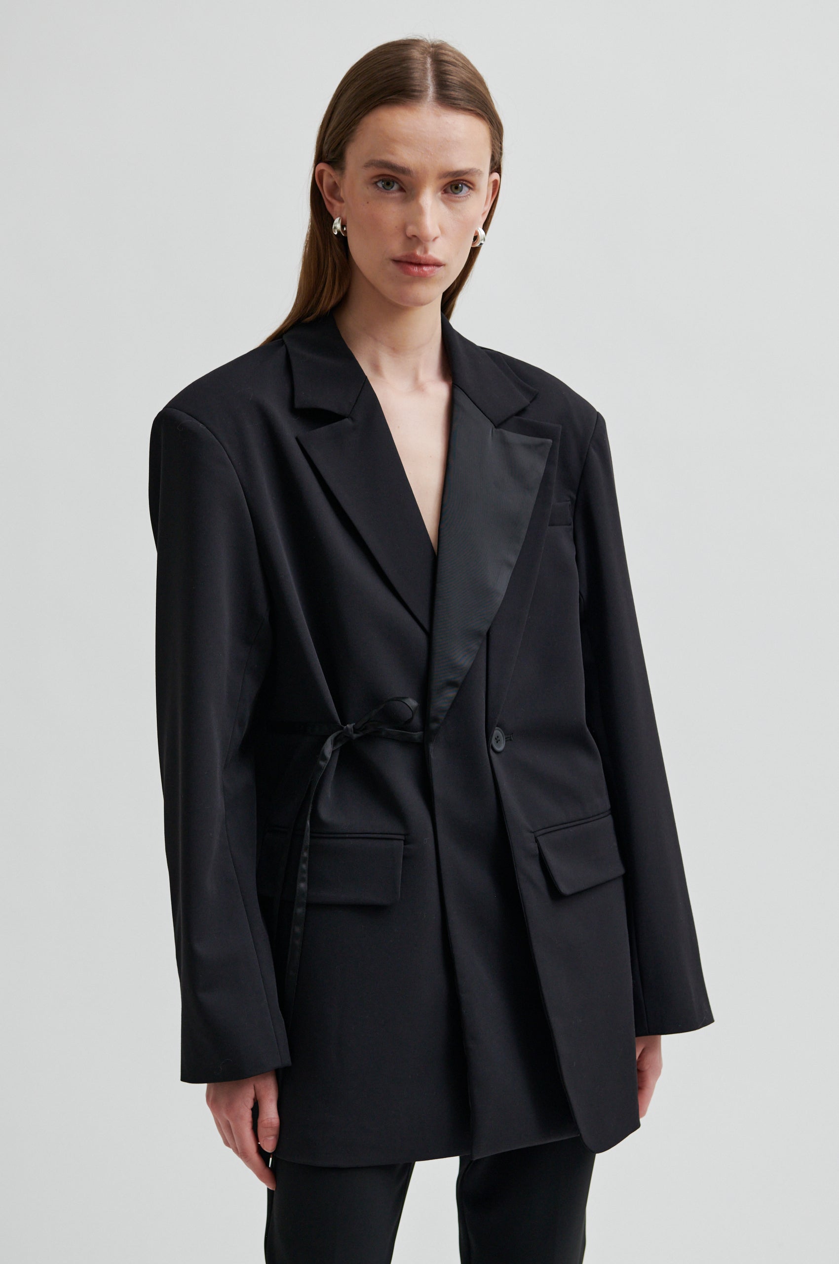 Second Female Drink Side Tie Blazer Black