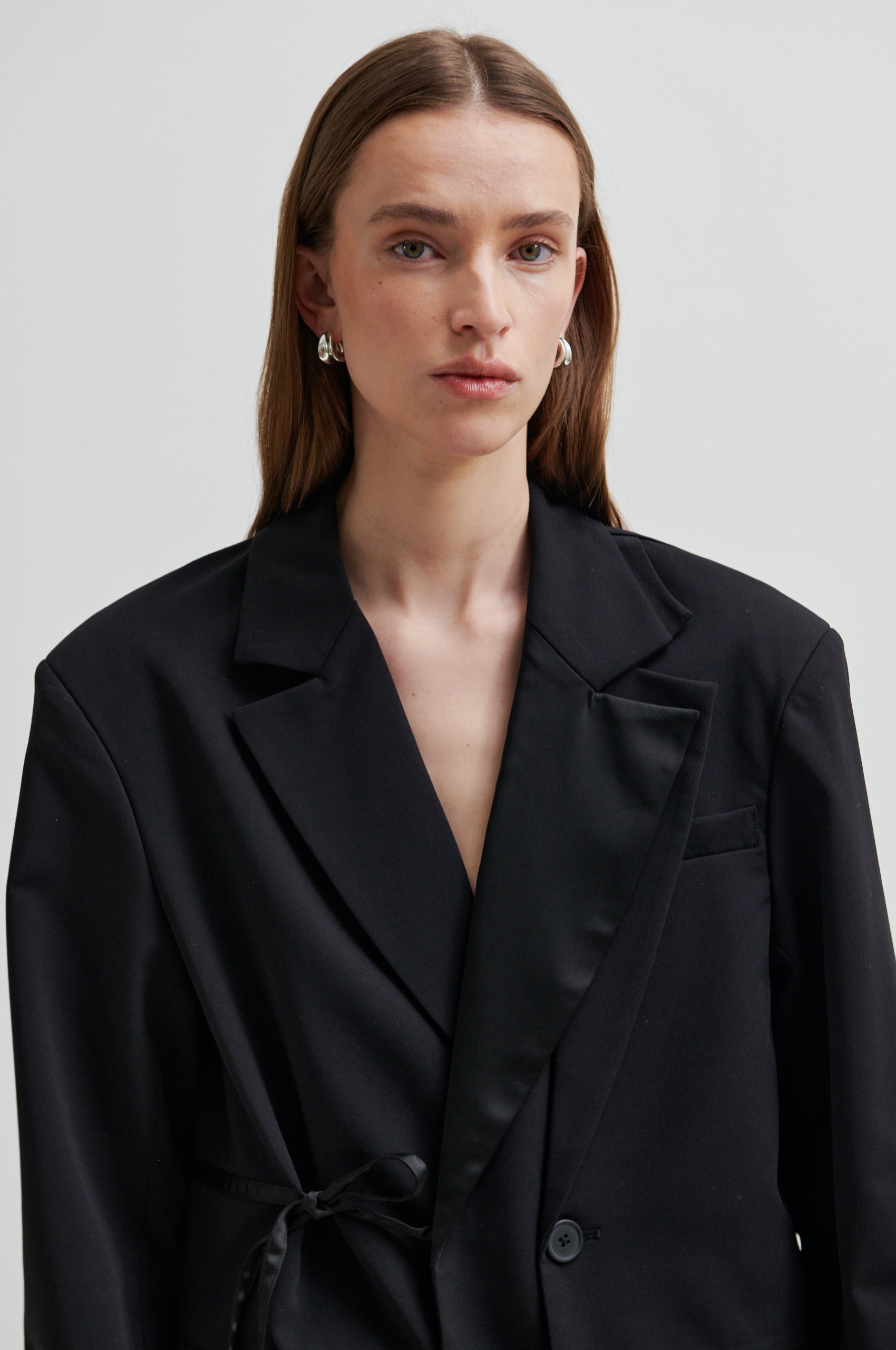 Second Female Drink Side Tie Blazer Black