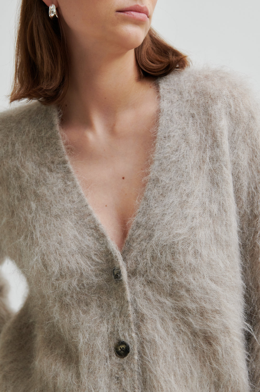 Second Female Karla Fluffy Cardigan Pumice Stone