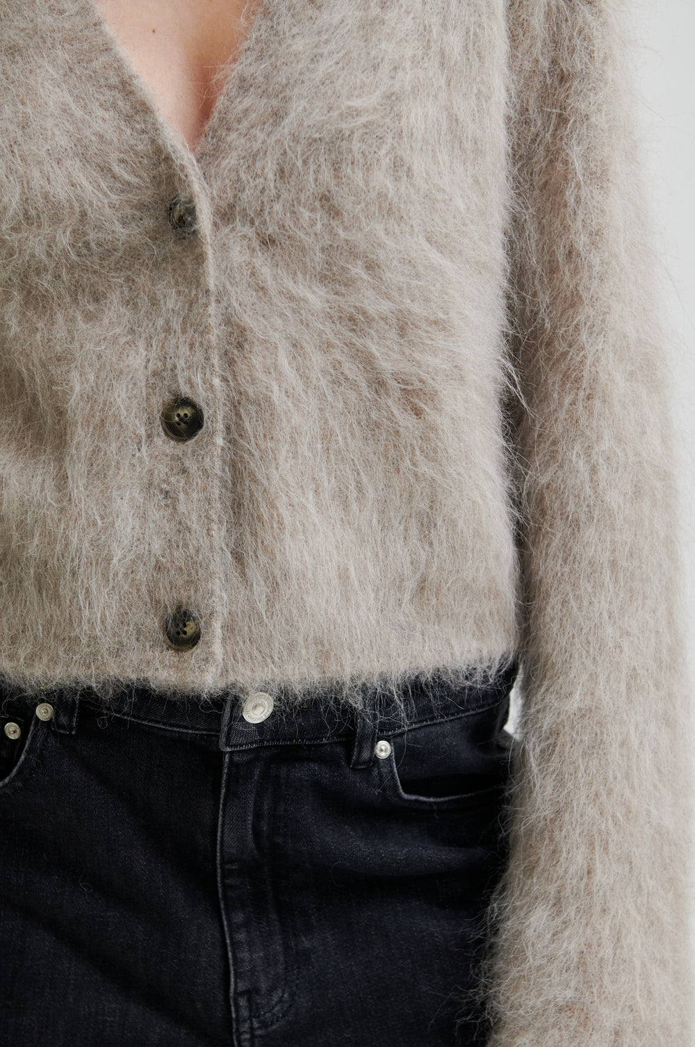 Second Female Karla Fluffy Cardigan Pumice Stone