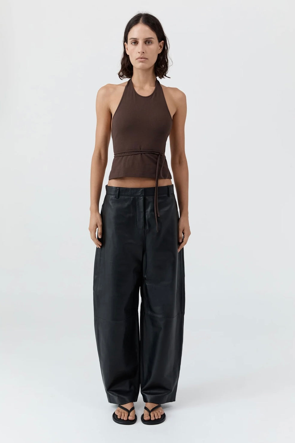 St Agni Soft Jersey Halter Top Liqueur