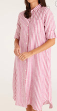 Load image into Gallery viewer, Cable Pure Linen Shirt Dress Pink Stripe