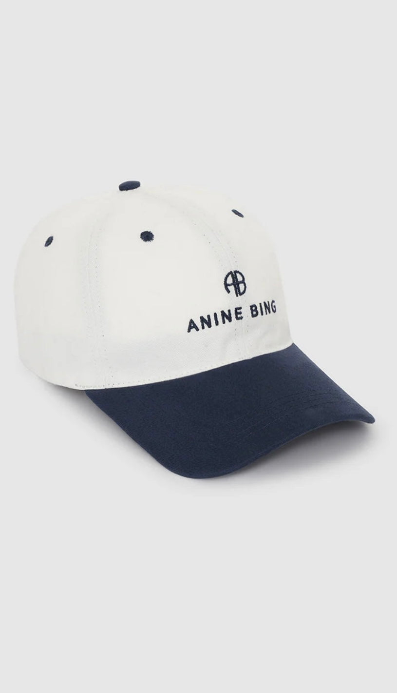 Anine Bing Jeremy Baseball Cap in Ivory/Navy
