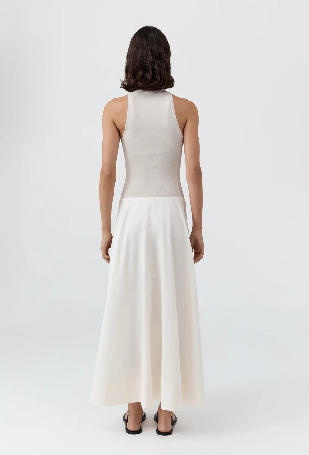 St Agni Knit Bodice Asymmetrical Dress Ecru