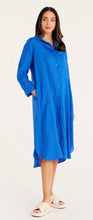 Load image into Gallery viewer, Cable Pure linen Shirtdress Cobalt Blue