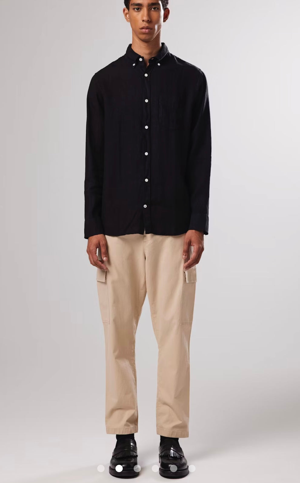 NN07 Levon Shirt in Black Linen