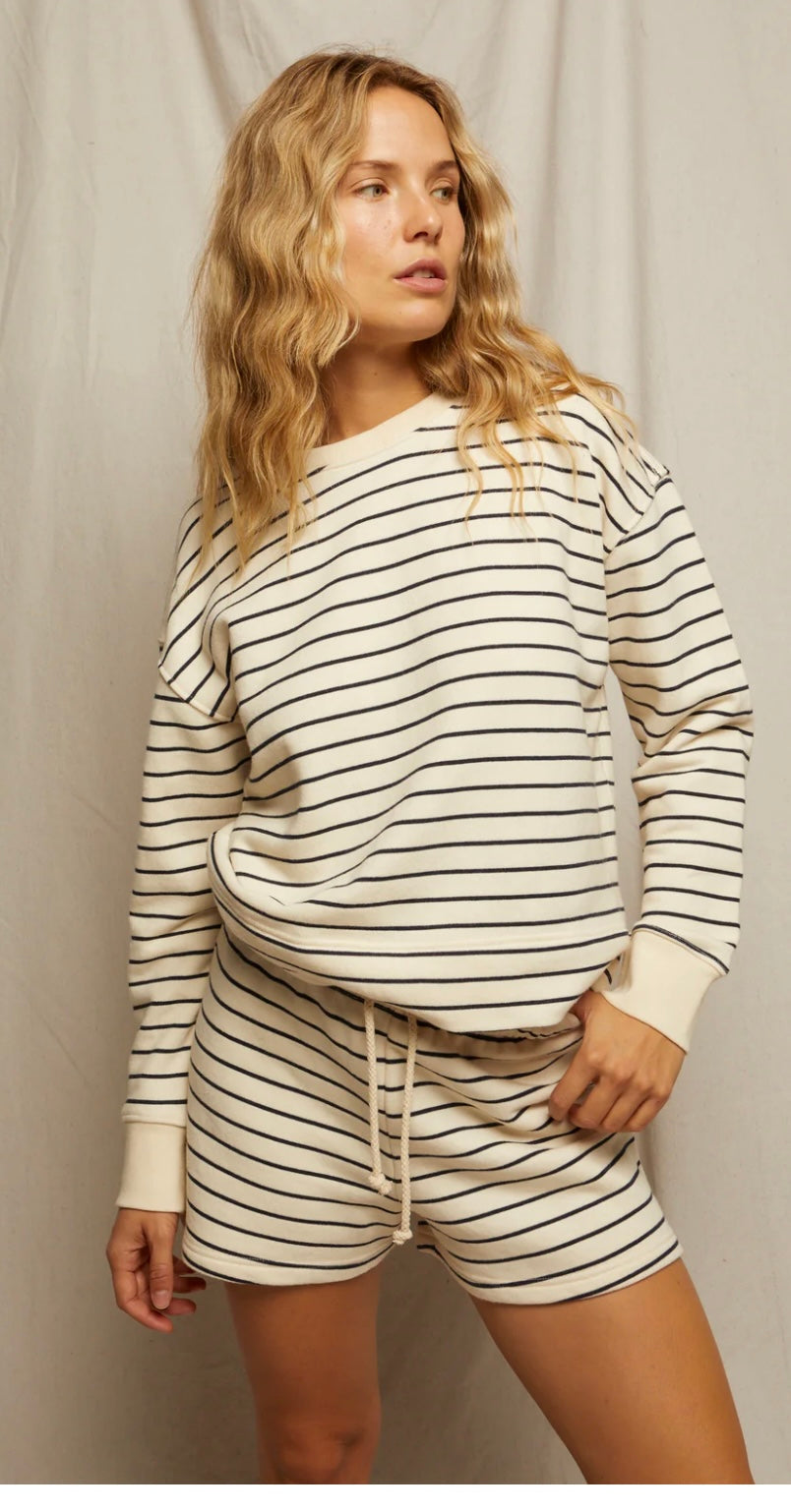 Perfect White Tee Tyler in Navy Stripe