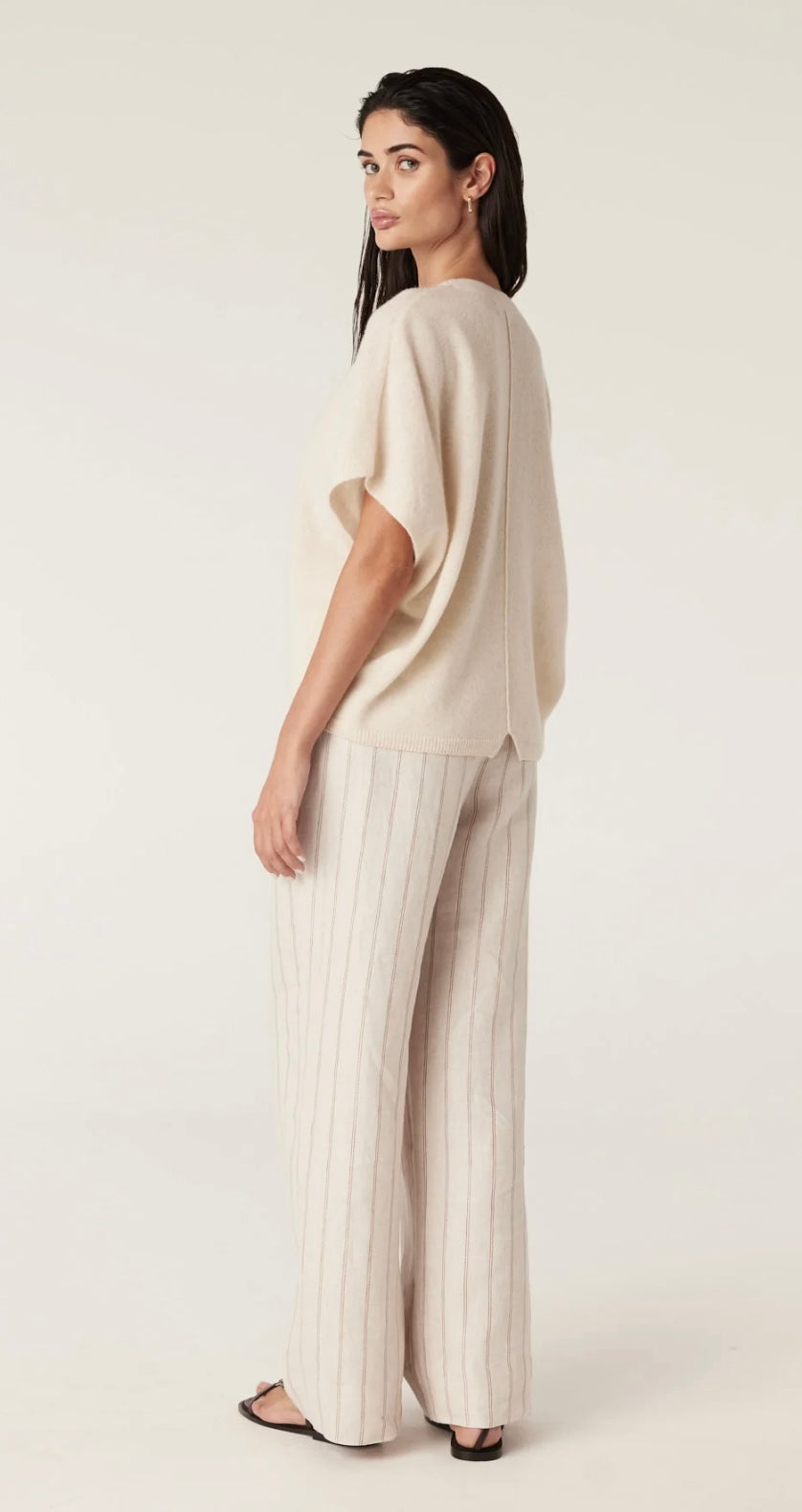 Cable Pure Cashmere Relaxed Top Oatmeal