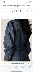 Cable Chambray Blouse Blue