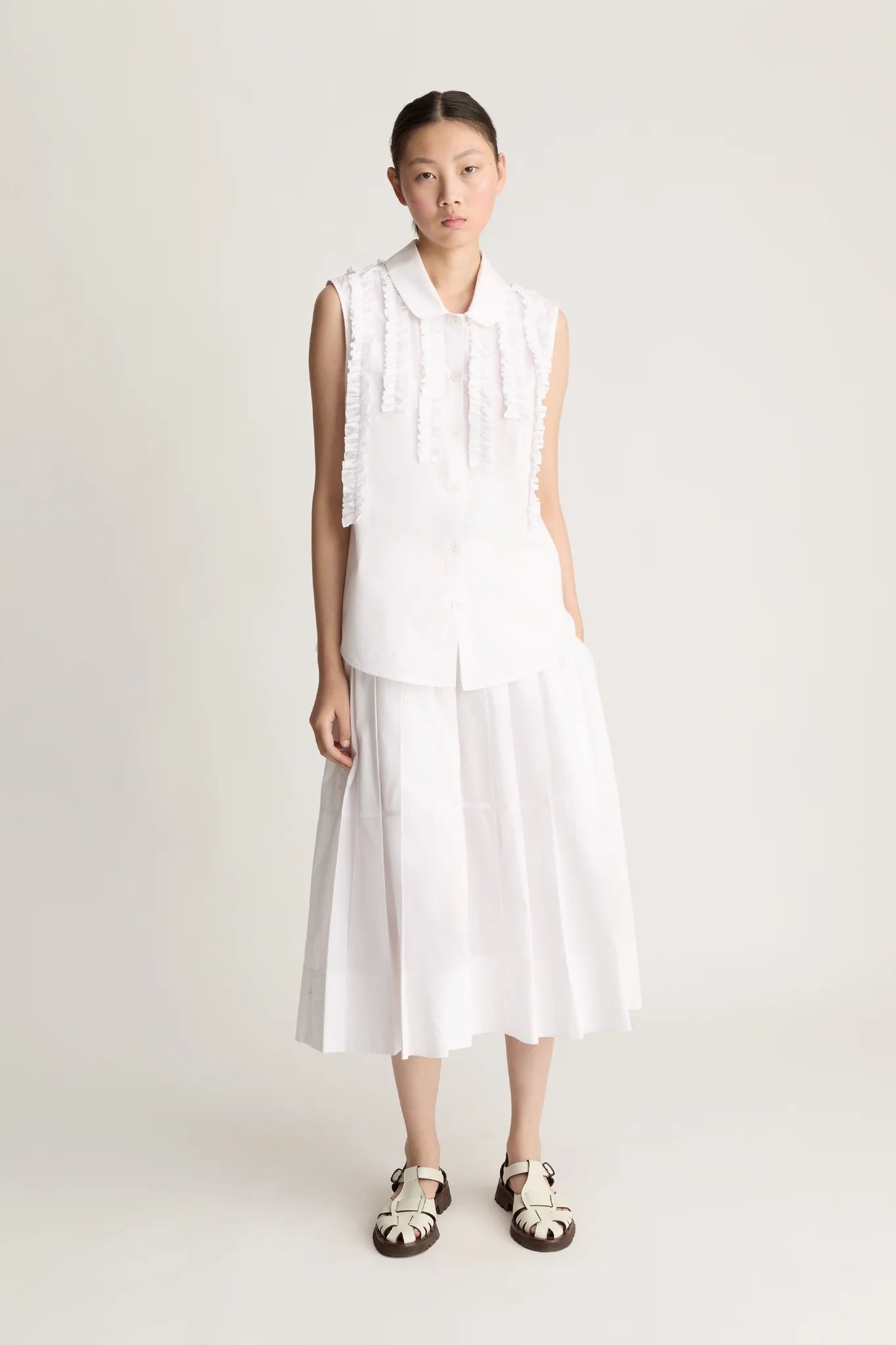 Lee Mathews Charlotte Sleeveless Shirt Natural