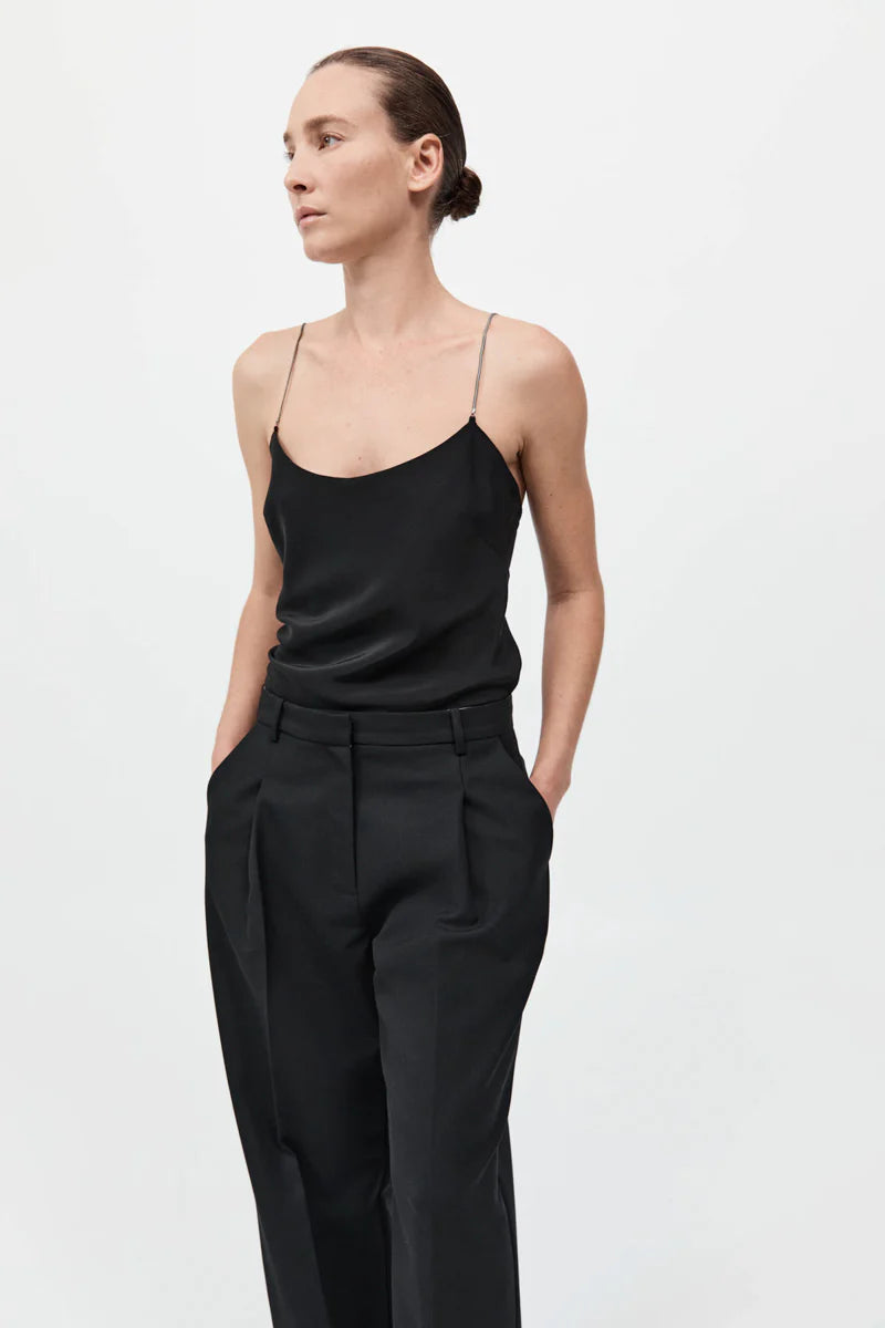 St Agni Fine Chain Silk Cami Black