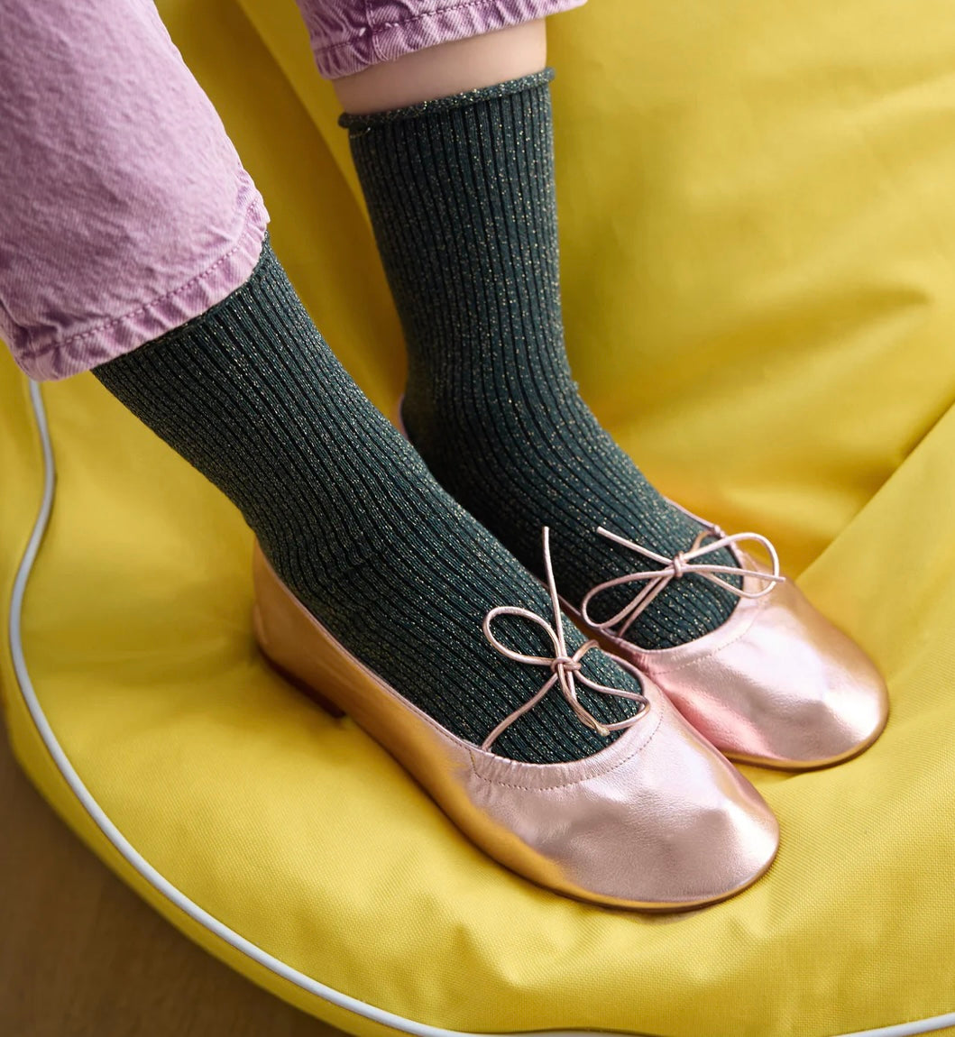 Klue Glitter Lurex socks in Green