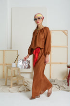 Load image into Gallery viewer, Le Stripe Le Long Silk Skirt Bronzed