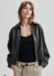Second Female Lato Leather bomber jacket