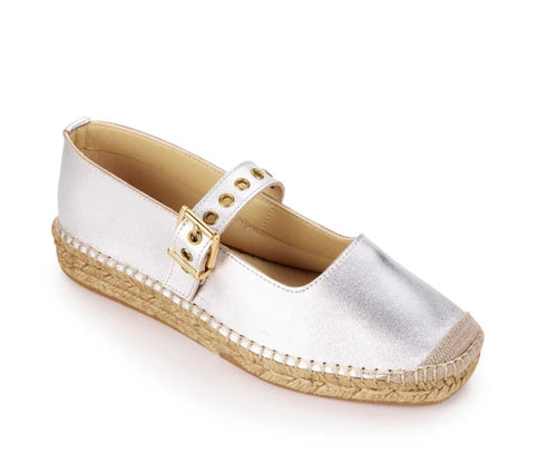 Estilo Emporio Margeux Espadrille Flats- Silver