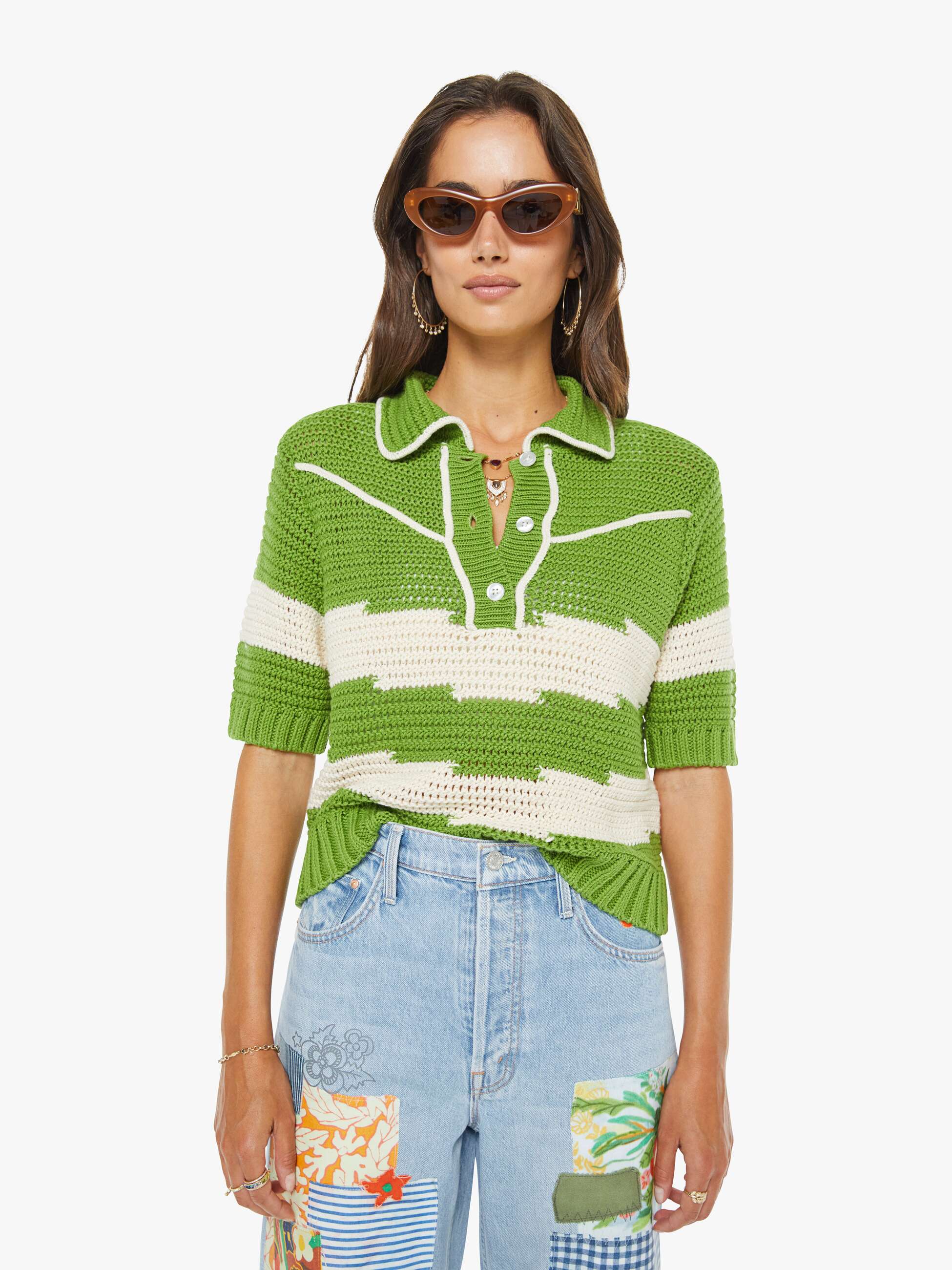 Mother The SS Raquette Knit Top