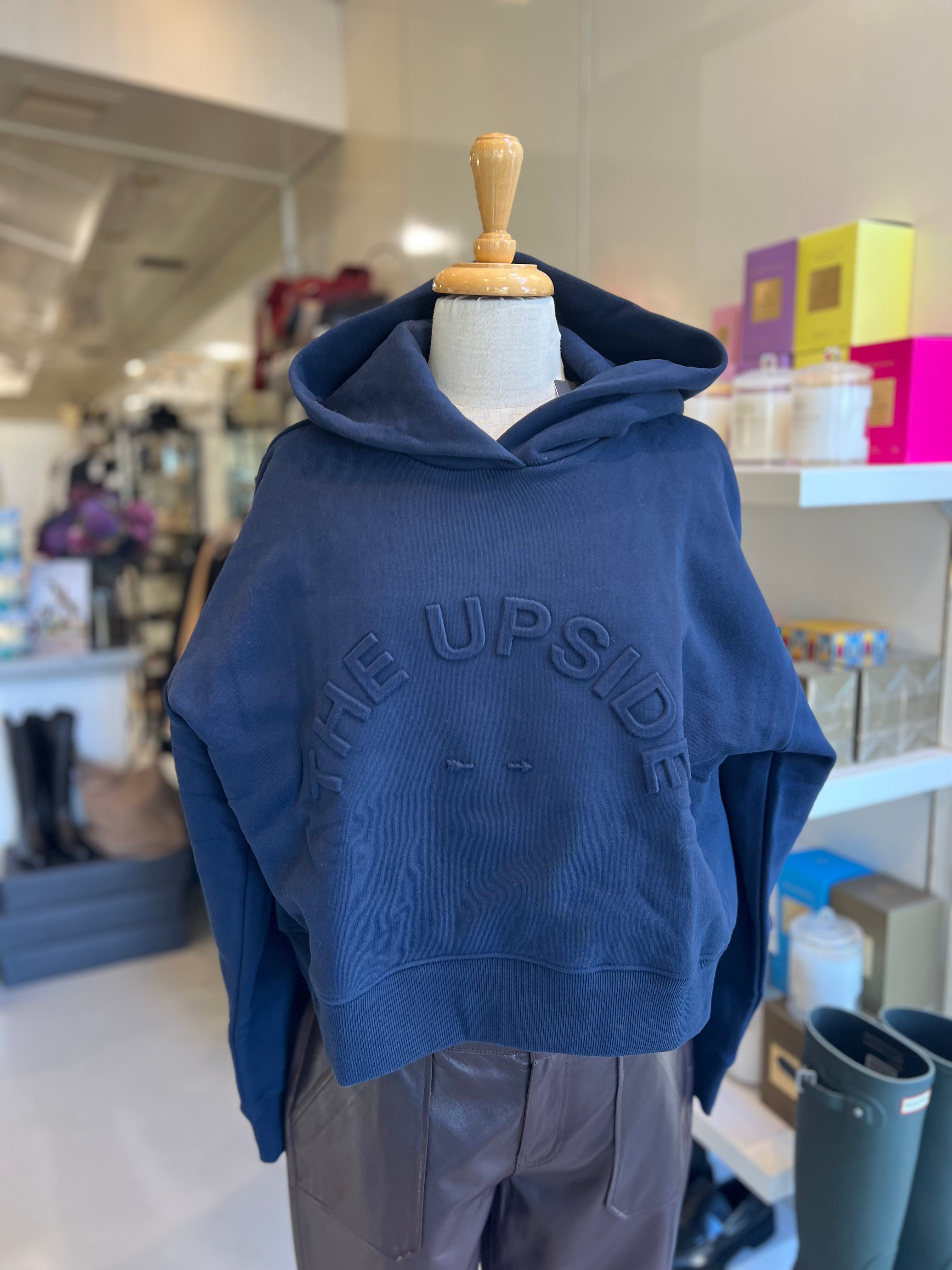 The Upside Byron Embossed Logo Hoodie Navy