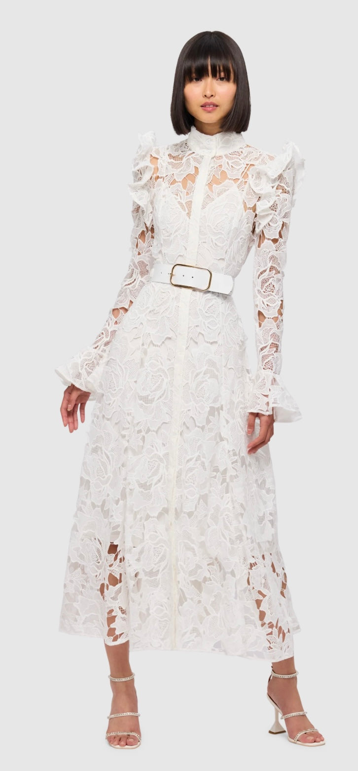 Leo Lin Aliyah Butterfly Midi Dress in White