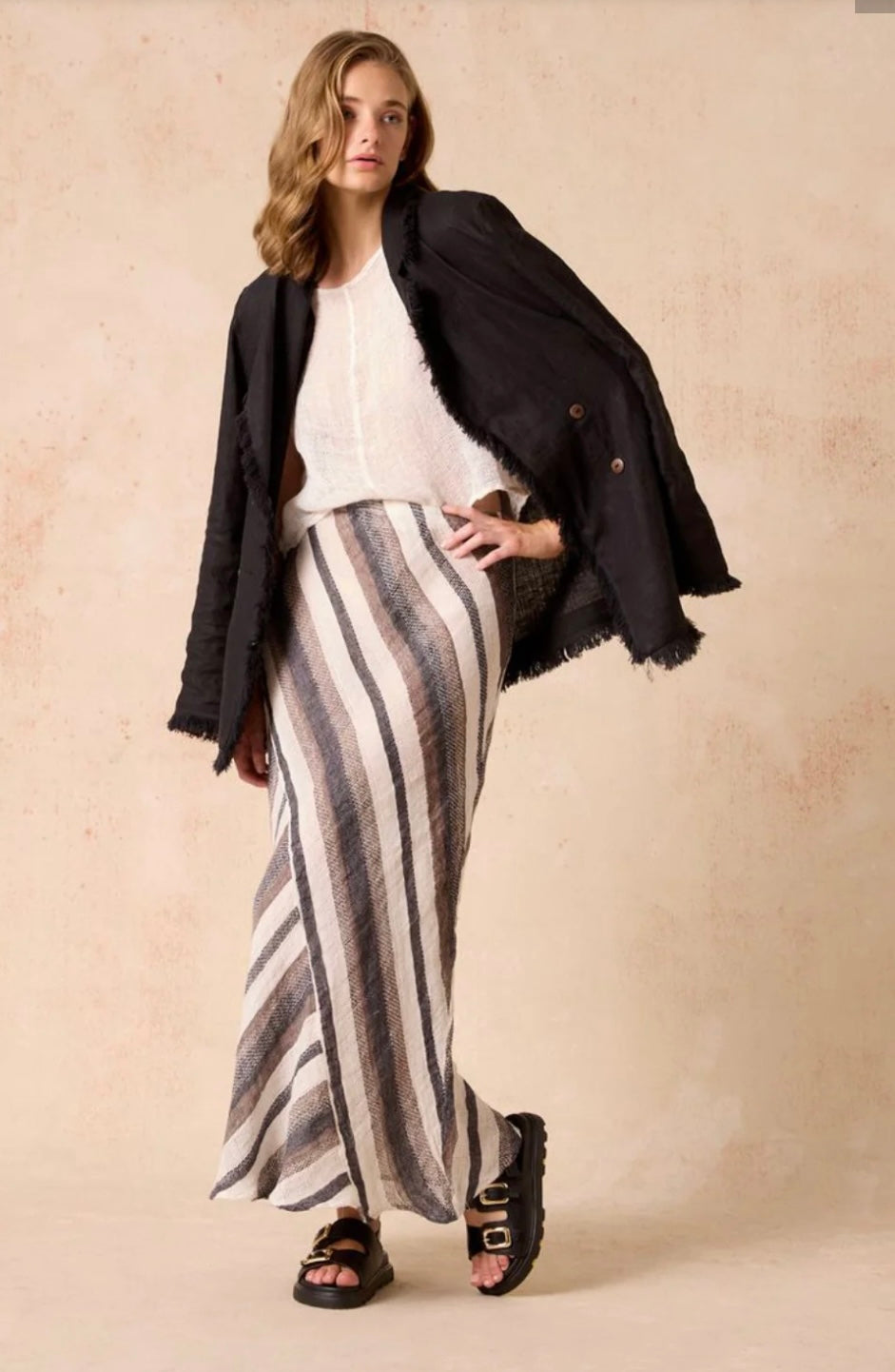 Estilo Emporio Element Skirt Dark Chocolate Stripe