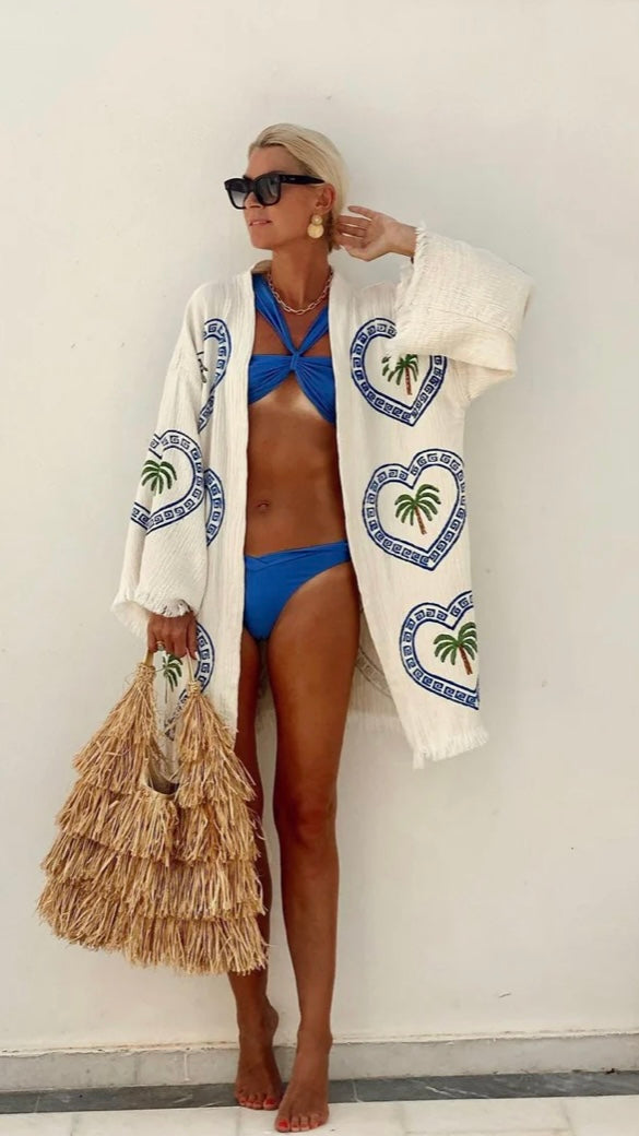 Cie Cie Midi Robe Natural Palm Trees