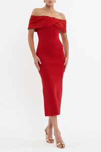 Rebecca Vallance Tiamo Knit Midi Dress Red