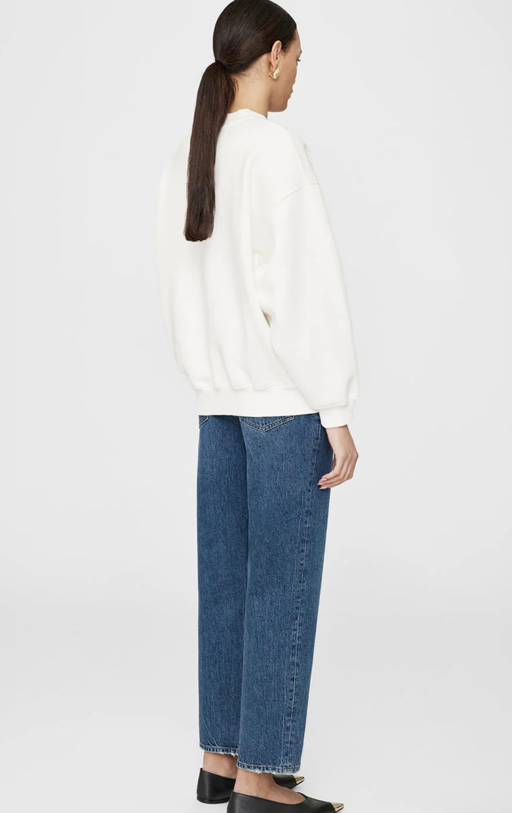 Anine Bing Jaci Sweatshirt Monogram Ivory