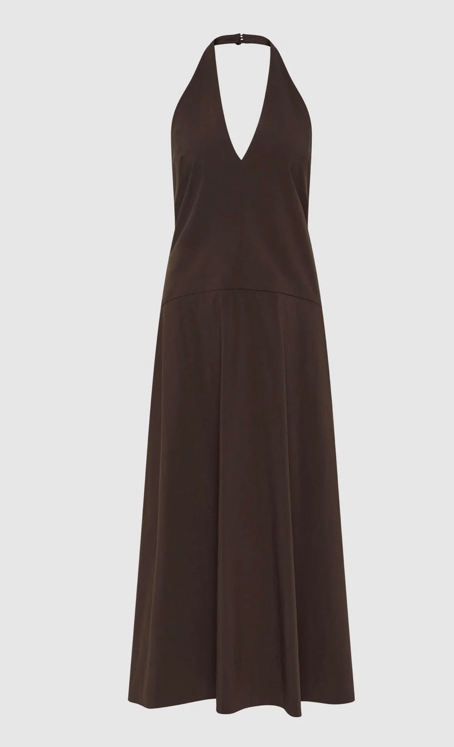 St Agni Halter Plunge Dress Bark