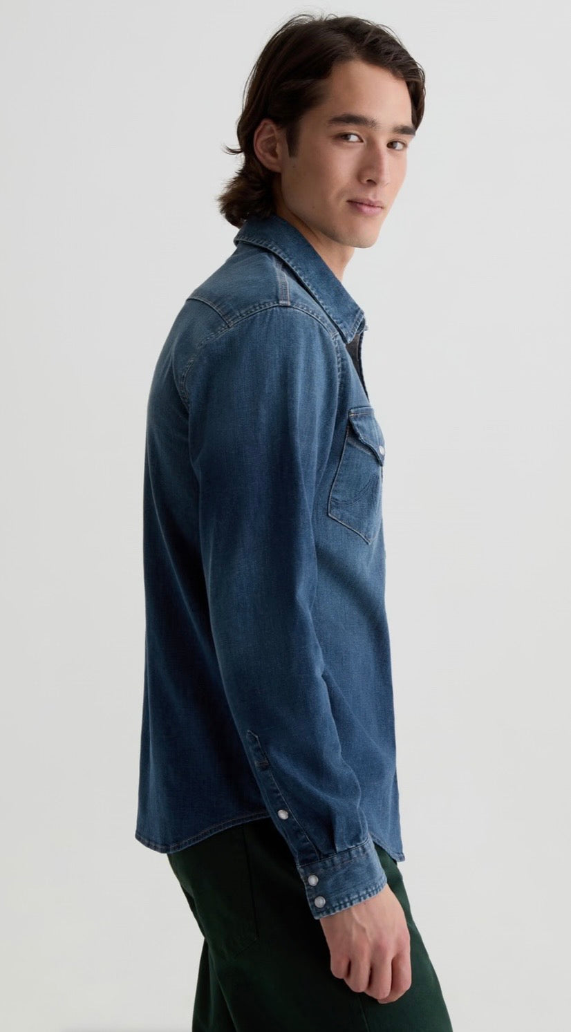 AG Huston Western Shirt in Dawn Sky