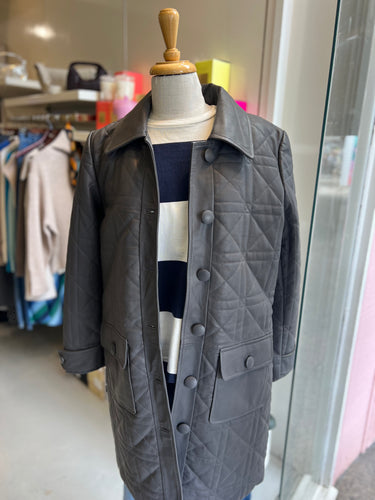 Dea Marmont quilted leather Coat Elephant Grey