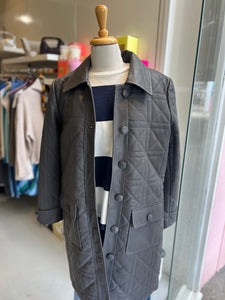 Dea Marmont quilted leather Coat Elephant Grey