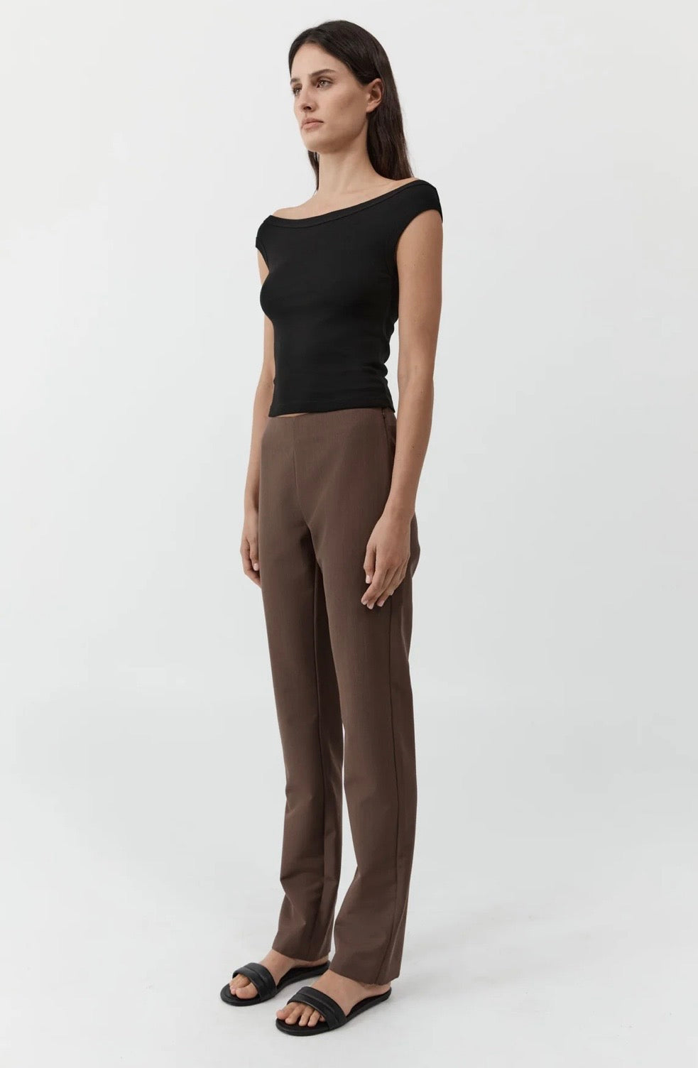 St Agni Organic Cotton Off Shoulder Top Black