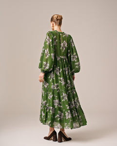 ByTimo Spring Button Down Dress Green Bouquet