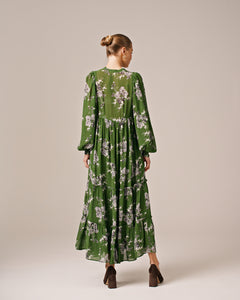 ByTimo Spring Button Down Dress Green Bouquet