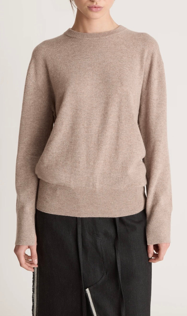 Lee Mathews Cashmere  Crew Neck Chestnut Brown