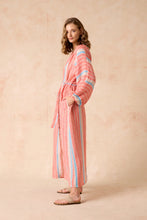 Load image into Gallery viewer, Estilo Emporio El Manto Dress - Duster coat in Poppy Red stripe