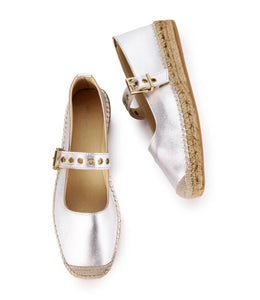 Estilo Emporio Margeux Espadrille Flats- Silver