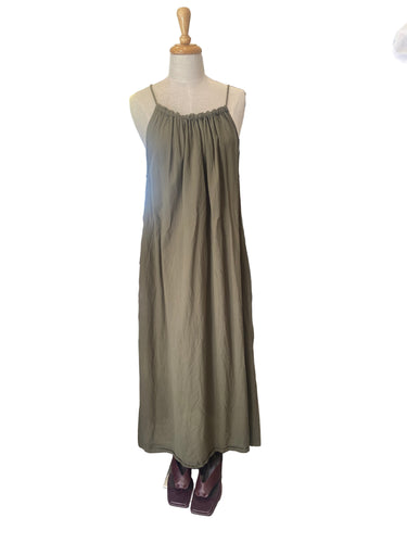 Rabens Saloner Cotton Halter Dress in Olive