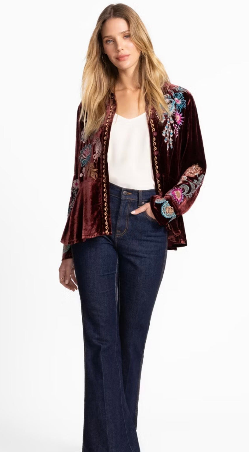 Johnny Was Velvet Peplum Jacket Edwin