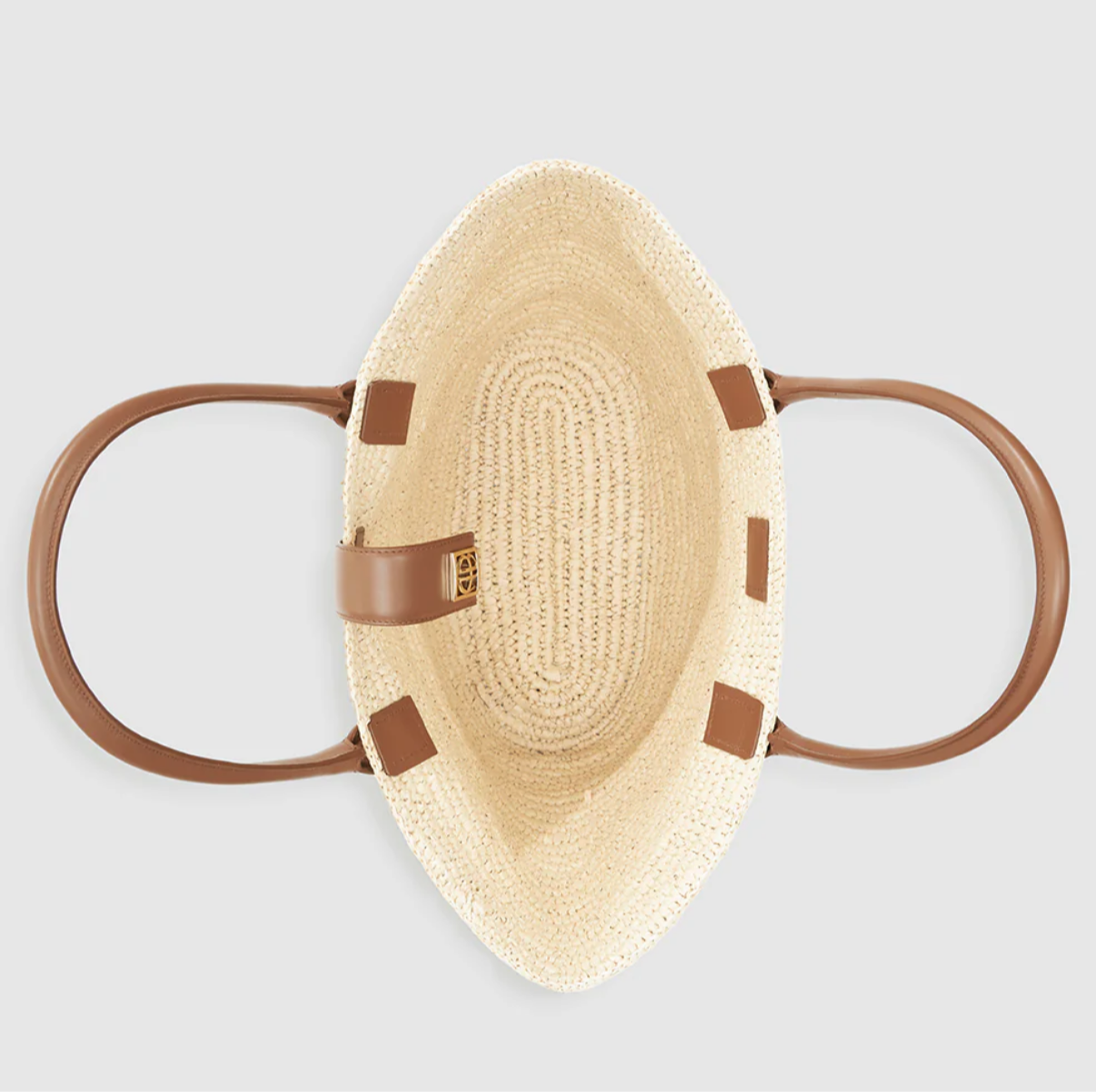 Anine Bing Lou Tote Monogram Natural with Cognac