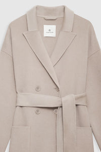 Anine Bing Dylan Maxi Coat Taupe Cashmere Blend