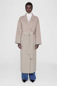 Anine Bing Dylan Maxi Coat Taupe Cashmere Blend Deluxe Lorne