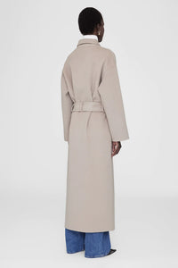Anine Bing Dylan Maxi Coat Taupe Cashmere Blend