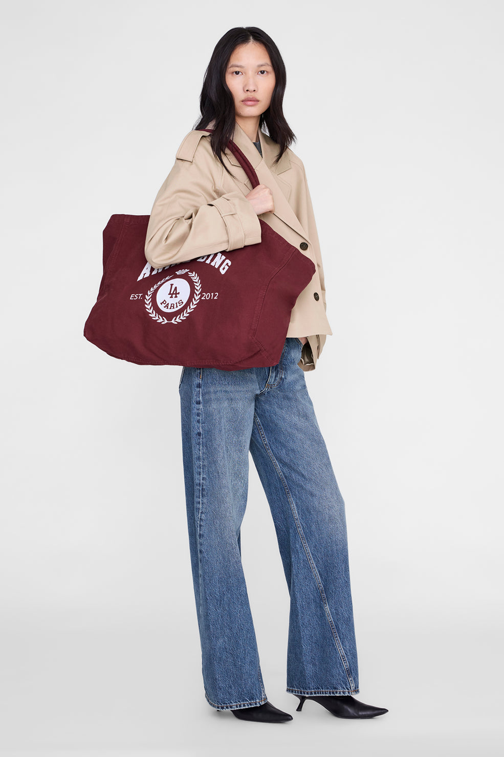 Anine Bing Leo Canvas Tote Collegiate Fig